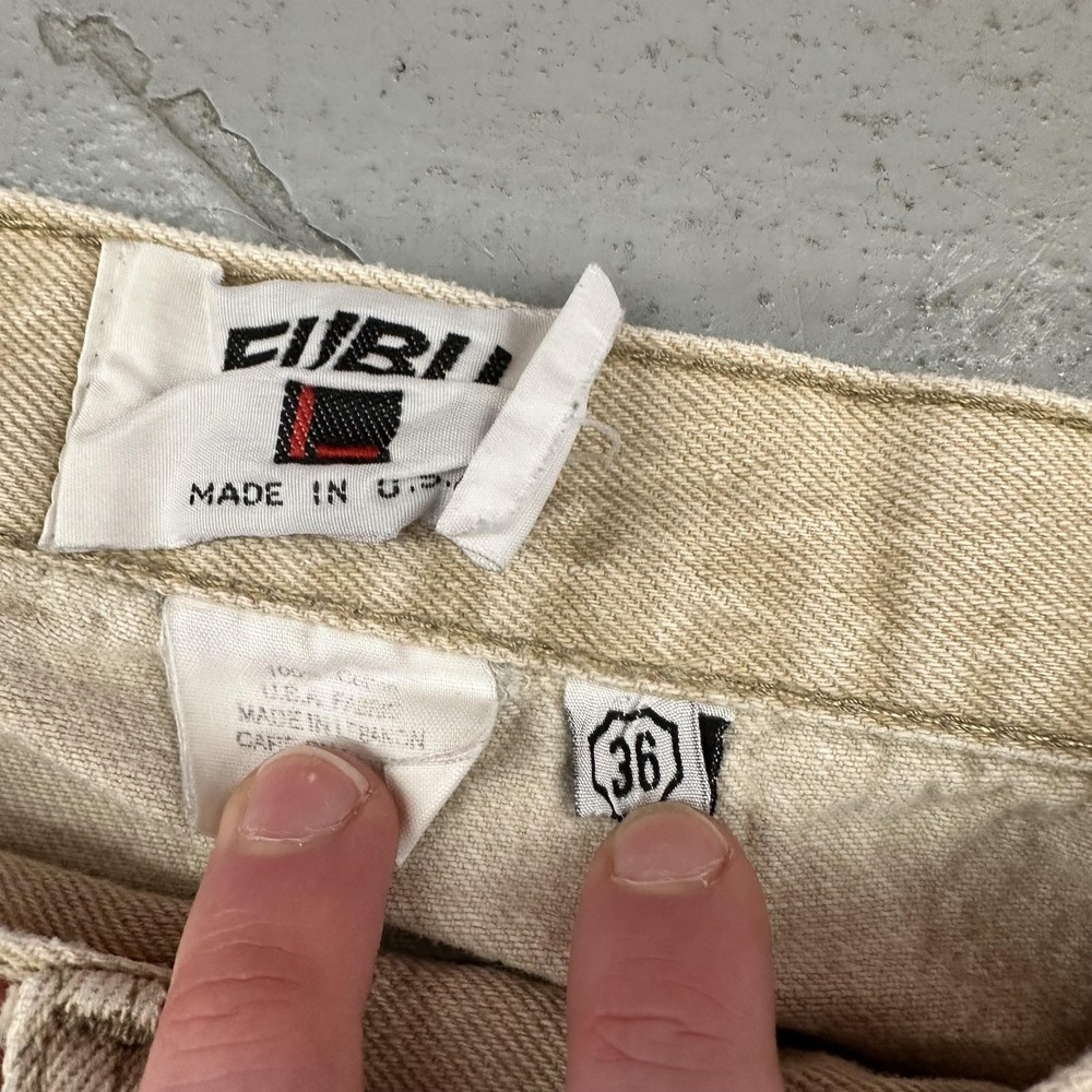 Vintage FUBU Jeans Mens 36x30 Beige Wide Leg Relaxed Fit Carpenter Denim USA 90s - Picture 9 of 14